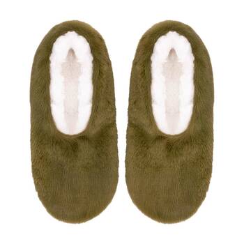 SnuggUps Women's Luxe Olive Plush Sherpa Lined Slipper Shoes