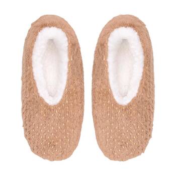 SnuggUps Womens Plush Sherpa Lined Slipper Shoes Metallic Latte
