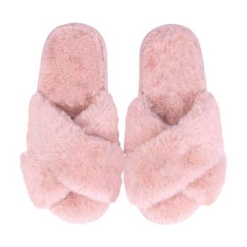 SnuggUps Women's Cross Open Toe Plush Fur?Slippers Blush Medium EU38-39