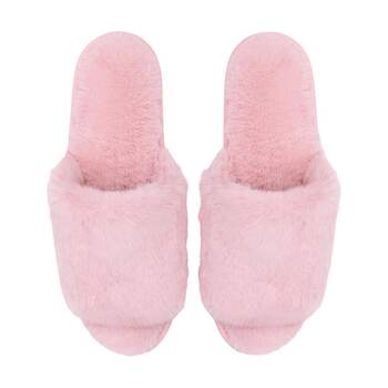 SnuggUps Womens Open Toe Non-Slip Rubber Plush Slippers Blush Pink
