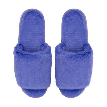 SnuggUps Womens Open Toe Non-Slip Rubber Plush Slippers Cornflower