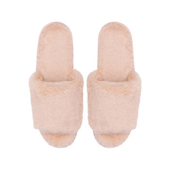 SnuggUps Womens Open Toe Non-Slip Rubber Plush Slippers Gardenia