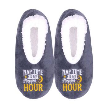 SnuggUps Women's Quote Nap Time Plush Sherpa Lined Slippers Medium EU38-39