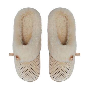 SnuggUps Women's Slide Non-Slip Closed Toe Slippers Caramel Metallic