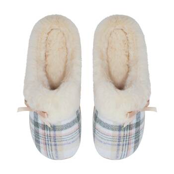 SnuggUps Women's Slide Non-Slip Closed Toe Slippers Cream Plaid