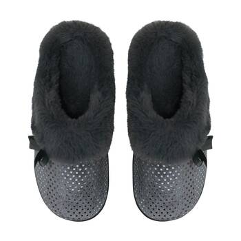 SnuggUps Women's Slide Non-Slip Closed Toe Slippers Grey Metallic