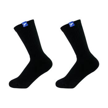 2PK Lifesopeche Black LSP Crew Label Activewear Socks W/ Blue-Logo One Size