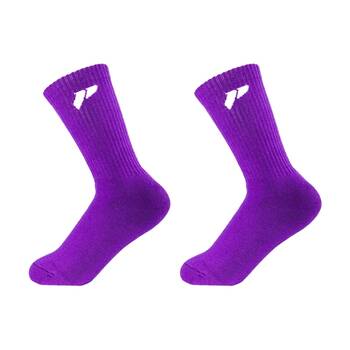 2PK Lifesopeche Purple LSP Crew Jacquard Everyday Socks W/ White Logo One Size