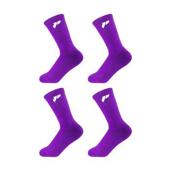 4PK Lifesopeche Purple LSP Crew Jacquard Everyday Socks W/ White Logo One Size