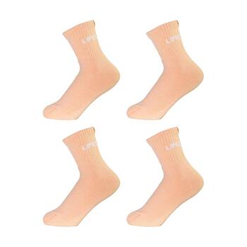 4PK Lifesopeche Ribbed Mid Crew LSP Label Everyday Socks Orange One Size