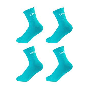 4PK Lifesopeche Ribbed Mid Crew LSP Label Everyday Socks Teal One Size