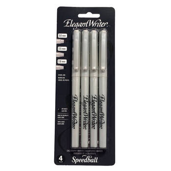 4pc Speedball Elegant Writer Art/Craft Calligraphy Writing Marker Set Black