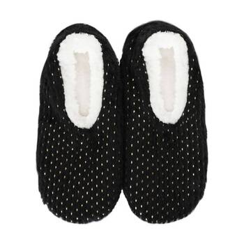 SnuggUps Women's Plush Polka Dot Slipper Shoes Metallic Black