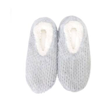 SnuggUps Women's Plush?Polka Dot Slipper Metallic Grey XLarge Size EU43-45