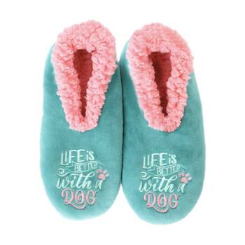 SnuggUps Women's Quote Plush Sherpa Lining Slipper Shoes Dog