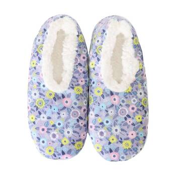 SnuggUps Women's Print Velvet Plush Slippers Grey Floral XLarge EU43-45