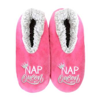 SnuggUps Women's Quote Plush Sherpa Lining Slippers Nap Queen