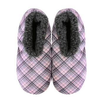 SnuggUps Women's Print Velvet Plush Slipper Shoes Pastel Plaid