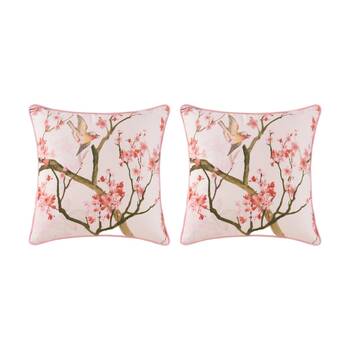 2PK Bianca Evelyn Square Blush Pink Cherry Blossom Decorative Cushion 43x43cm