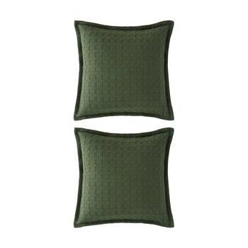 2PK Bianca Mossbury Olive Green Square Textured Cotton Decor Cushion 43x43cm