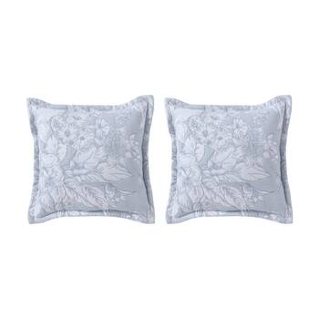 2PK Bianca Whispering Lily Square Powder Blue Provincial Decor Cushion 43x43cm