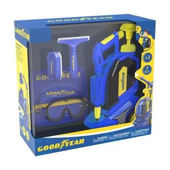 7pc Goodyear Water Pressure Car Cleaner Kids Toy Set With Goggles Apron Hat 3y+