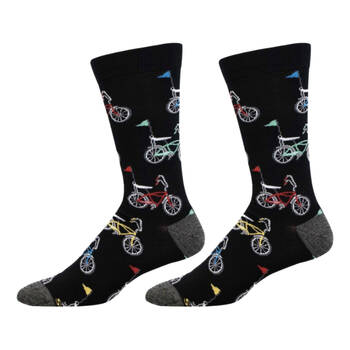 Socksmith Mens Socks Bamboo Retro Bikes Black L/XL Shoe Sizes M7-12.5