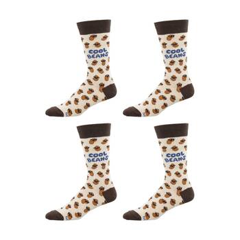 2PK Socksmith Mens Socks Cool Beans Ivory Cotton Blend L/XL Shoe Sizes M7-12.5