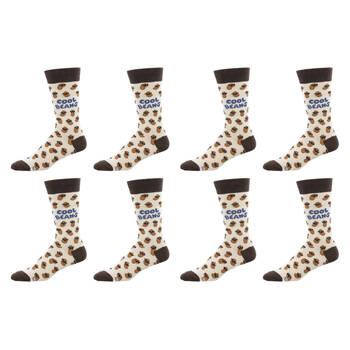 4PK Socksmith Mens Socks Cool Beans Ivory Cotton Blend L/XL Shoe Sizes M7-12.5