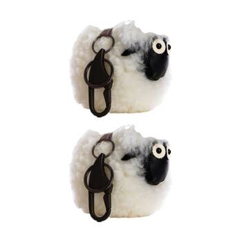 2PK Huxford Grove The Kingston Shorn Wool Sheep Keyring Bag Tag 12x8cm Off White