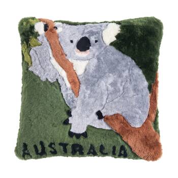 Huxford Grove Shorn Sheepskin Cushion Cover Koala Green 45x45cm