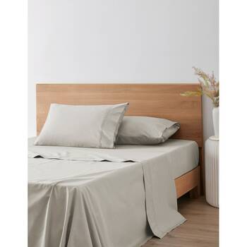 Onkaparinga 300TC Hepburn 100% Cotton Percale Sheet Set Linen Beige King