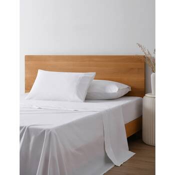 Onkaparinga 300TC Hepburn 100% Cotton Percale Sheet Set White Queen