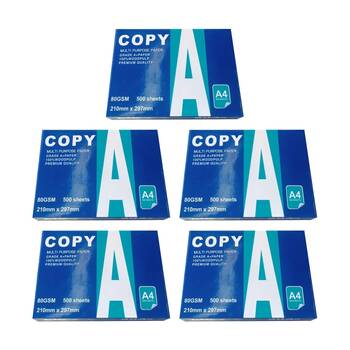 5PK Braz A4 Copy Paper 80gsm 500 Sheets Ream Office Stationery 210x297mm White
