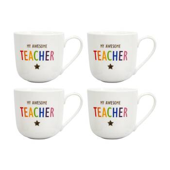 4PK LVD My Awesome Teacher Bone China/Gold Foil Gift Mug Drinking Cup Rainbow