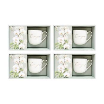 4x 2pc LVD Love You Gift Matching Ceramic Mug & Notebook Set Green/White
