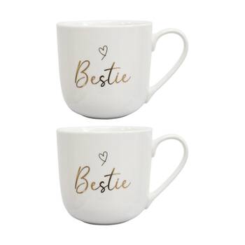 2PK LVD Bestie Bone China/Foil Gift/Present Mug Drinking Cup White/Gold