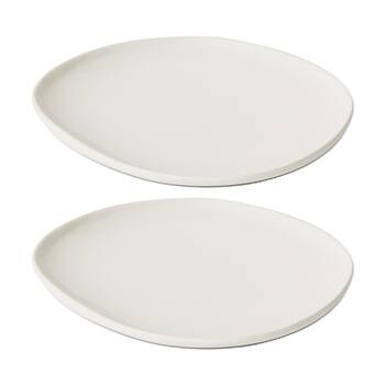 2PK E Style Nakano Plate II Ceramic Stylish Serveware Tableware White 21x21x3cm