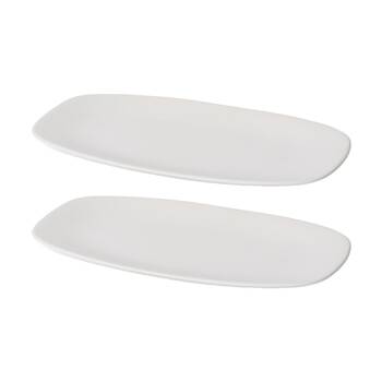 2PK E Style Nakano Tray Ceramic Elegant Table Serveware White 42x24x2cm