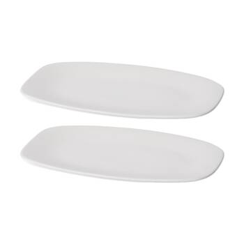 2PK E Style Nakano Tray Ceramic Elegant Table Serveware White 48x30x3cm