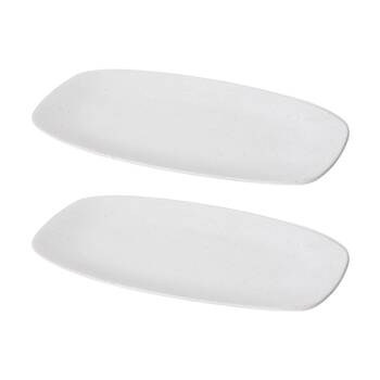 2PK E Style Matias Tray Ceramic Contemporary Serveware Sandy White 42x24x2cm