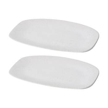2PK E Style Matias Tray Ceramic Contemporary Serveware Sandy White 48x30x3cm