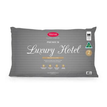 2pc Tontine Luxury Hotel Pillow Medium Profile For Back & Side Sleepers
