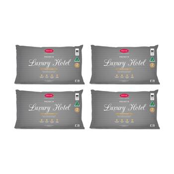 4x 2pc Tontine Luxury Hotel Pillow Medium Profile For Back & Side Sleepers