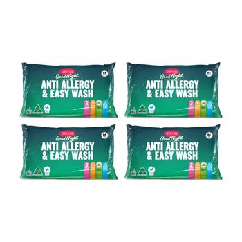 4x 2pc Tontine Good Night Anti Allergy & Easy Wash Pillows Medium Profile