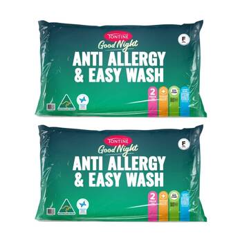 2x 2pc Tontine Good Night Anti Allergy & Easy Wash Pillows Firm Profile