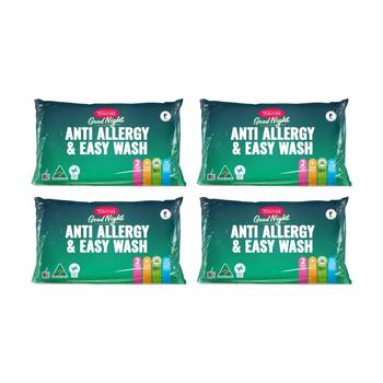 4x 2pc Tontine Good Night Anti Allergy & Easy Wash Pillows Firm Profile