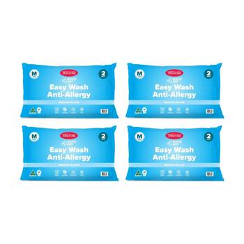4x 2pc Tontine Quick Dry Easy Wash Anti Allergy Bedding Pillows Set Medium