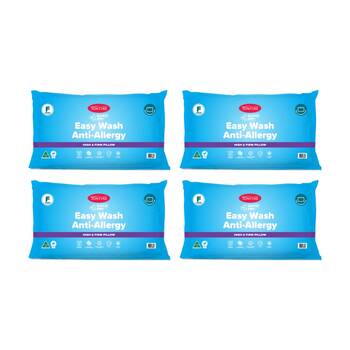 4PK Tontine Quick Dry Easy Wash Anti Allergy Bedding Pillow High & Firm