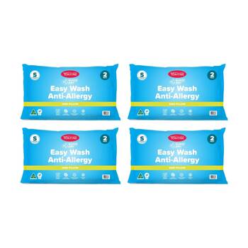 4x 2pc Tontine Quick Dry Easy Wash Anti Allergy Kids Pillows Set Low